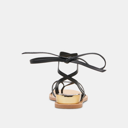 RUDIE SANDALS BLACK LEATHER - Dolce Vita