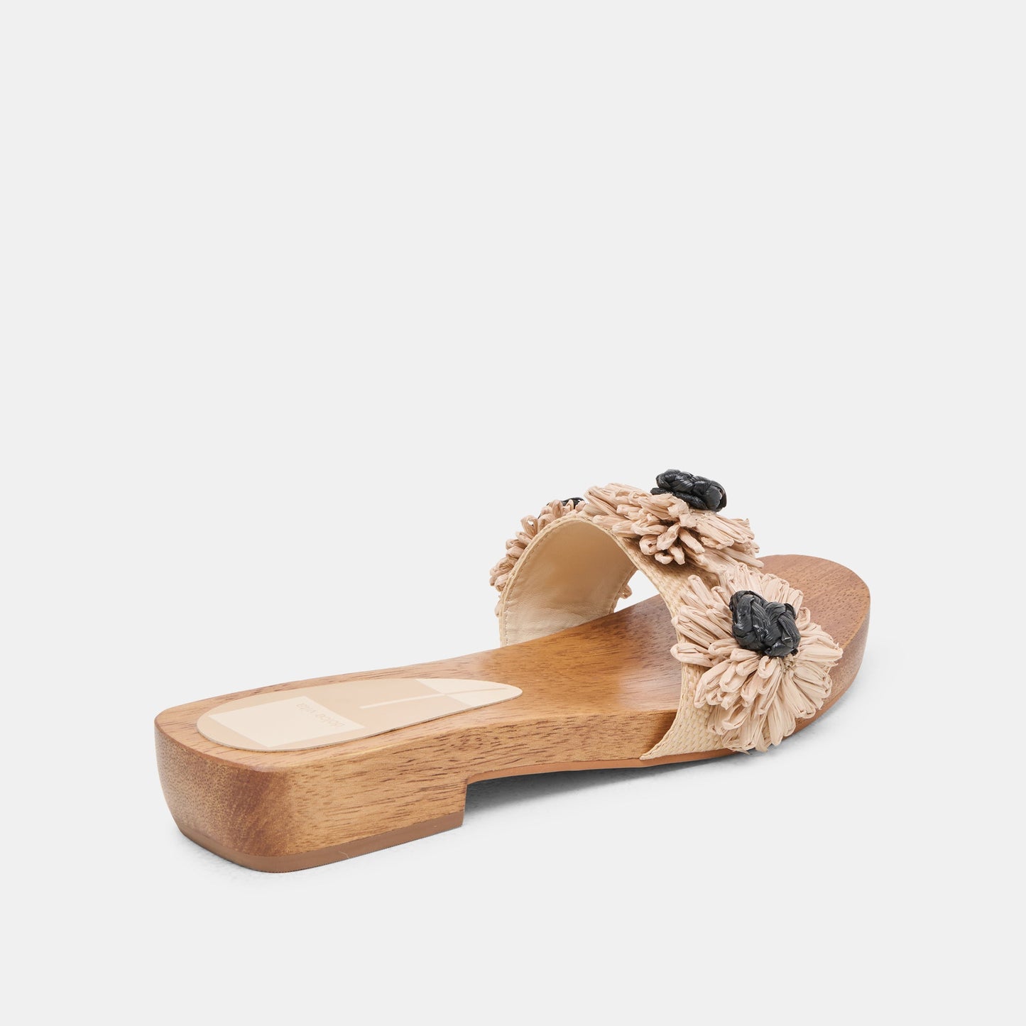 Ariena Black Natural Floral Raffia Sandals - Dolce Vita