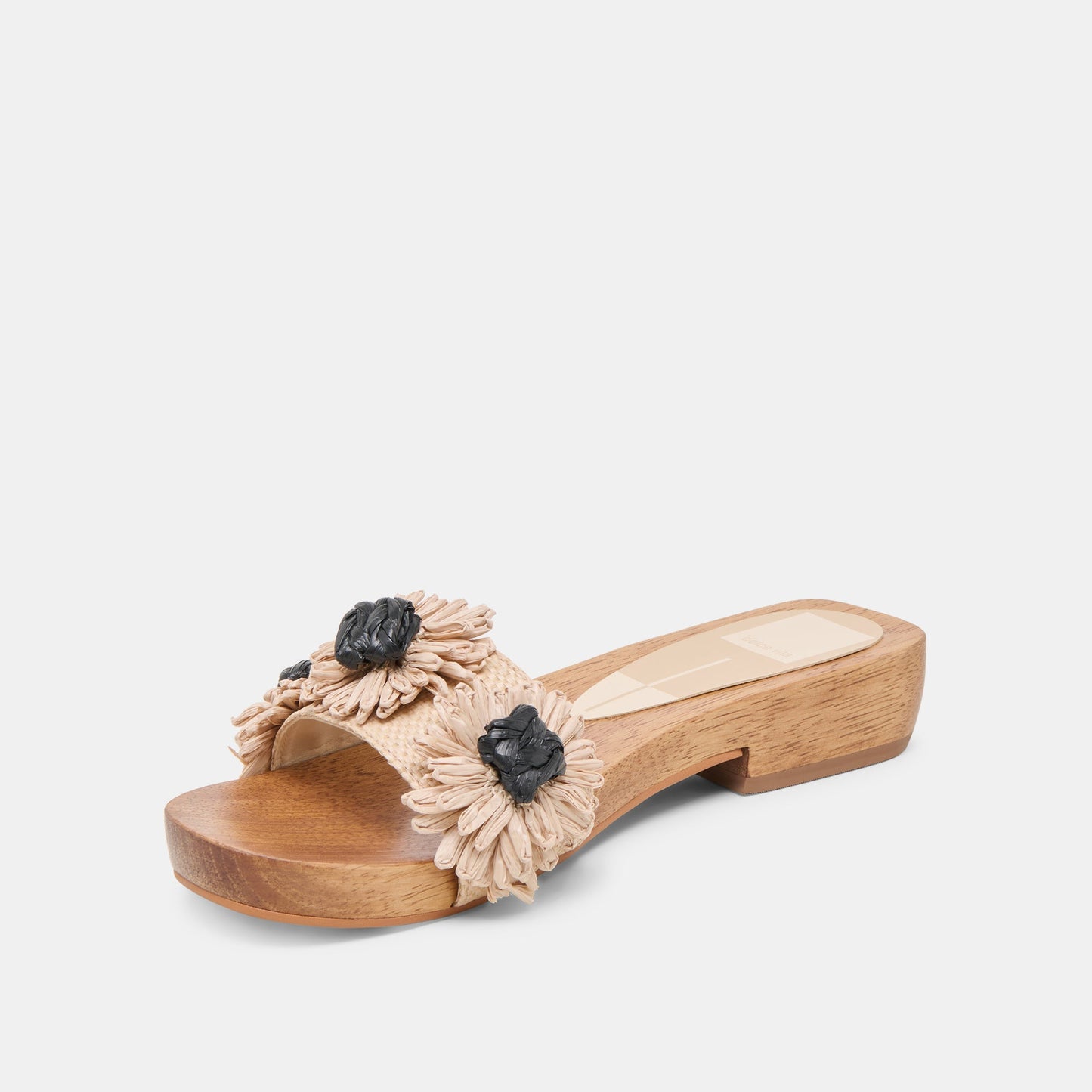 Ariena Black Natural Floral Raffia Sandals - Dolce Vita
