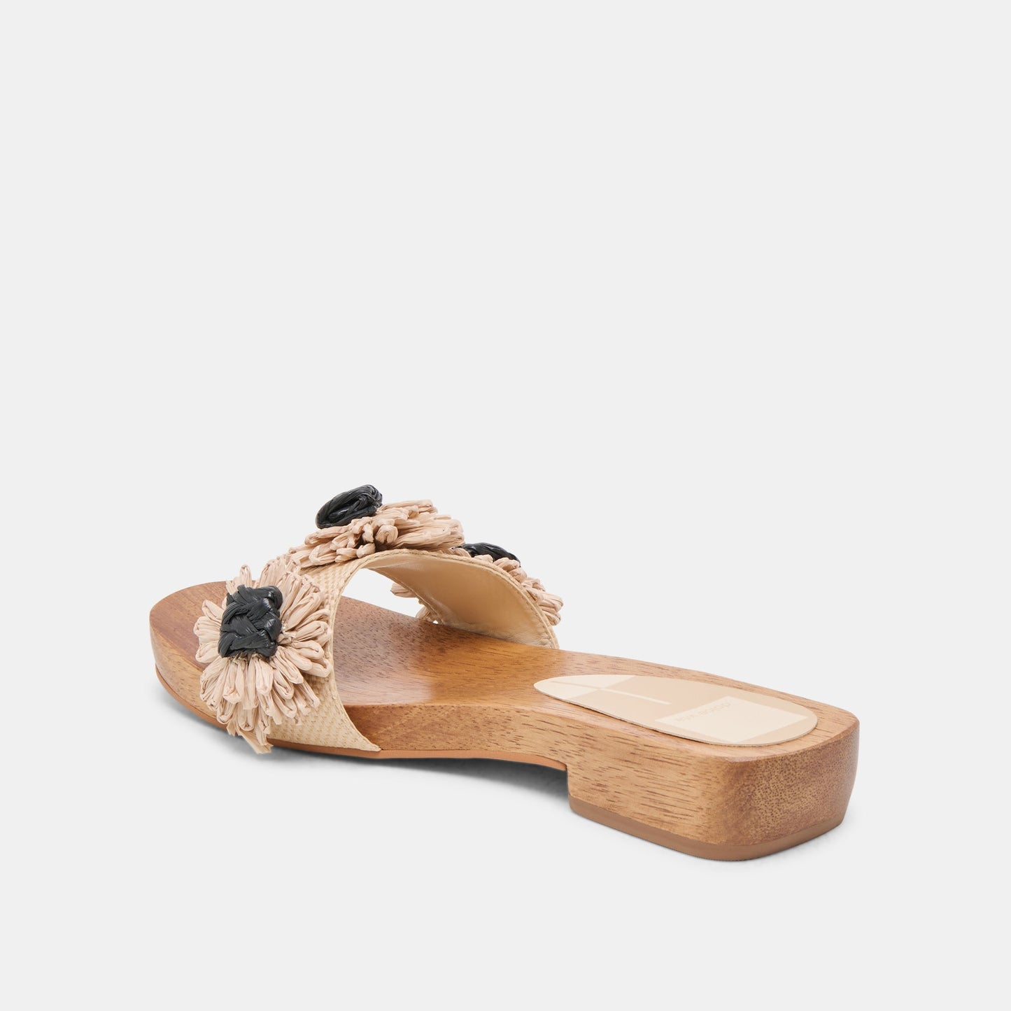 Ariena Black Natural Floral Raffia Sandals - Dolce Vita
