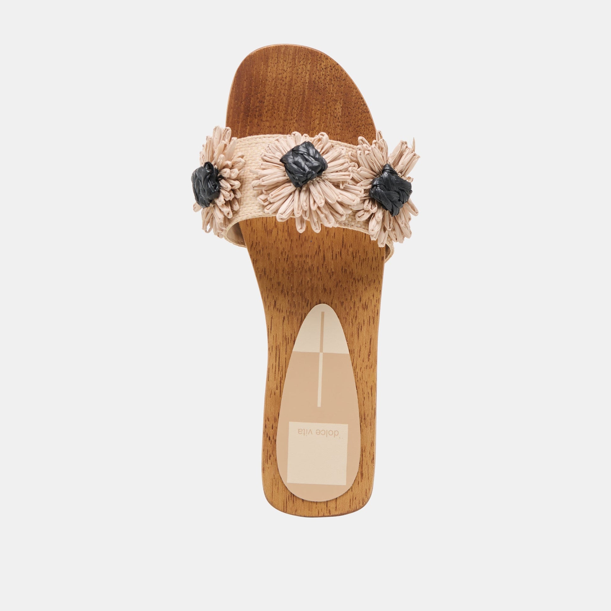 Ariena Black Natural Floral Raffia Sandals - Dolce Vita