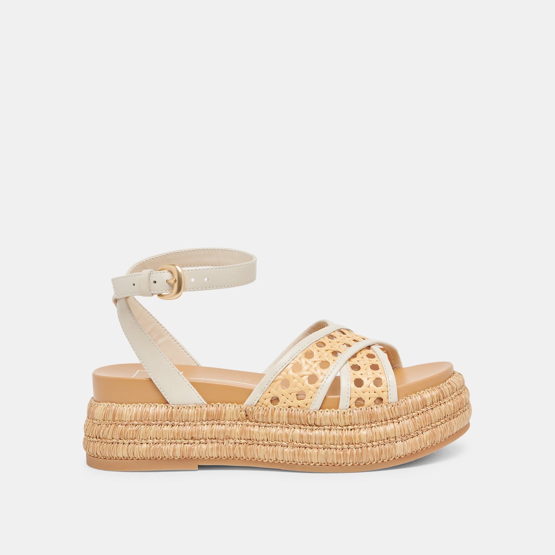 WRILEY SANDALS CREME WOVEN RAFFIA - Dolce Vita