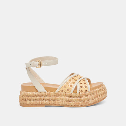 WRILEY SANDALS CREME WOVEN RAFFIA - Dolce Vita