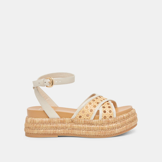 WRILEY SANDALS CREME WOVEN RAFFIA - Dolce Vita