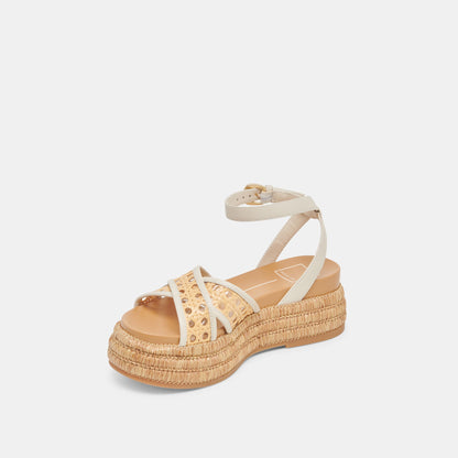 WRILEY SANDALS CREME WOVEN RAFFIA - Dolce Vita