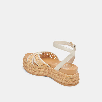 WRILEY SANDALS CREME WOVEN RAFFIA - Dolce Vita