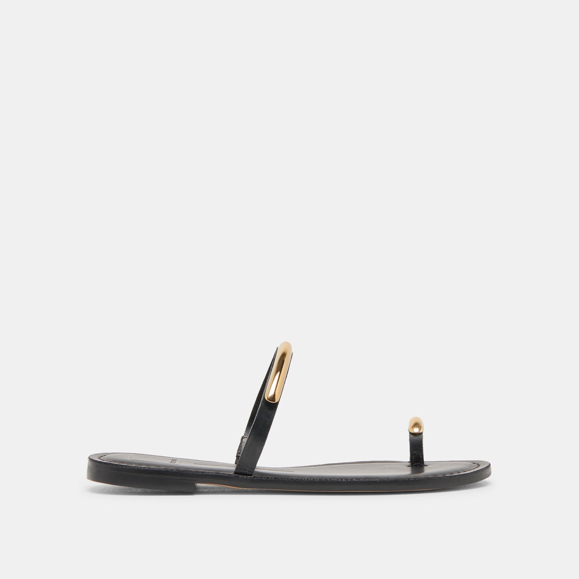 WINK WIDE SANDALS BLACK LEATHER - Dolce Vita