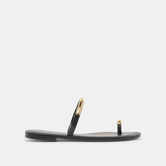 WINK WIDE SANDALS BLACK LEATHER - Dolce Vita