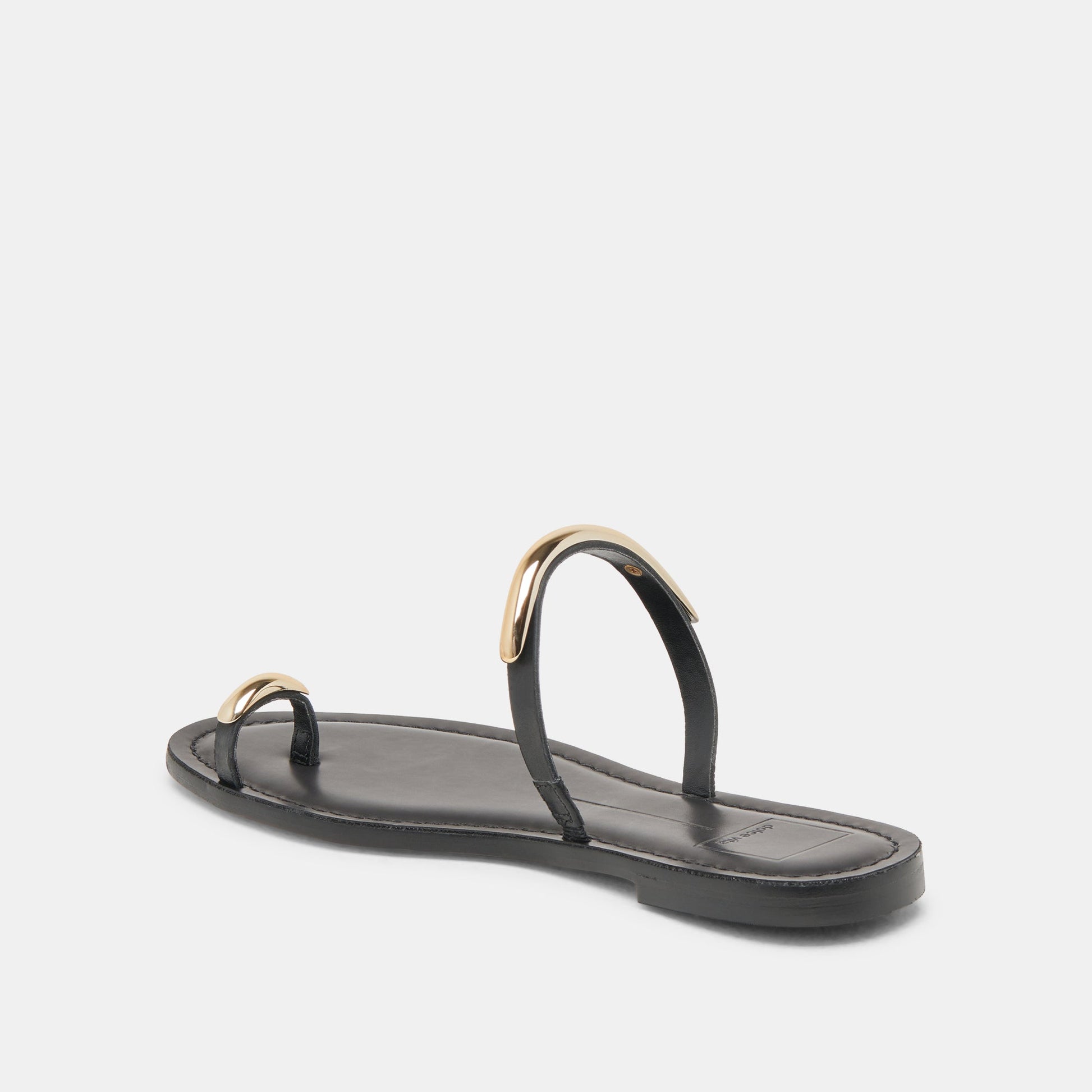 WINK WIDE SANDALS BLACK LEATHER - Dolce Vita