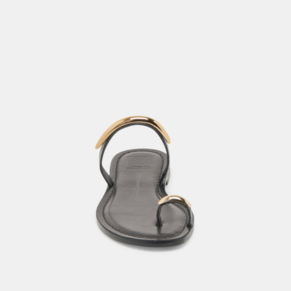 WINK WIDE SANDALS BLACK LEATHER - Dolce Vita