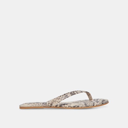 LAYNEY SANDALS BLACK WHITE EMBOSSED SNAKE - Dolce Vita