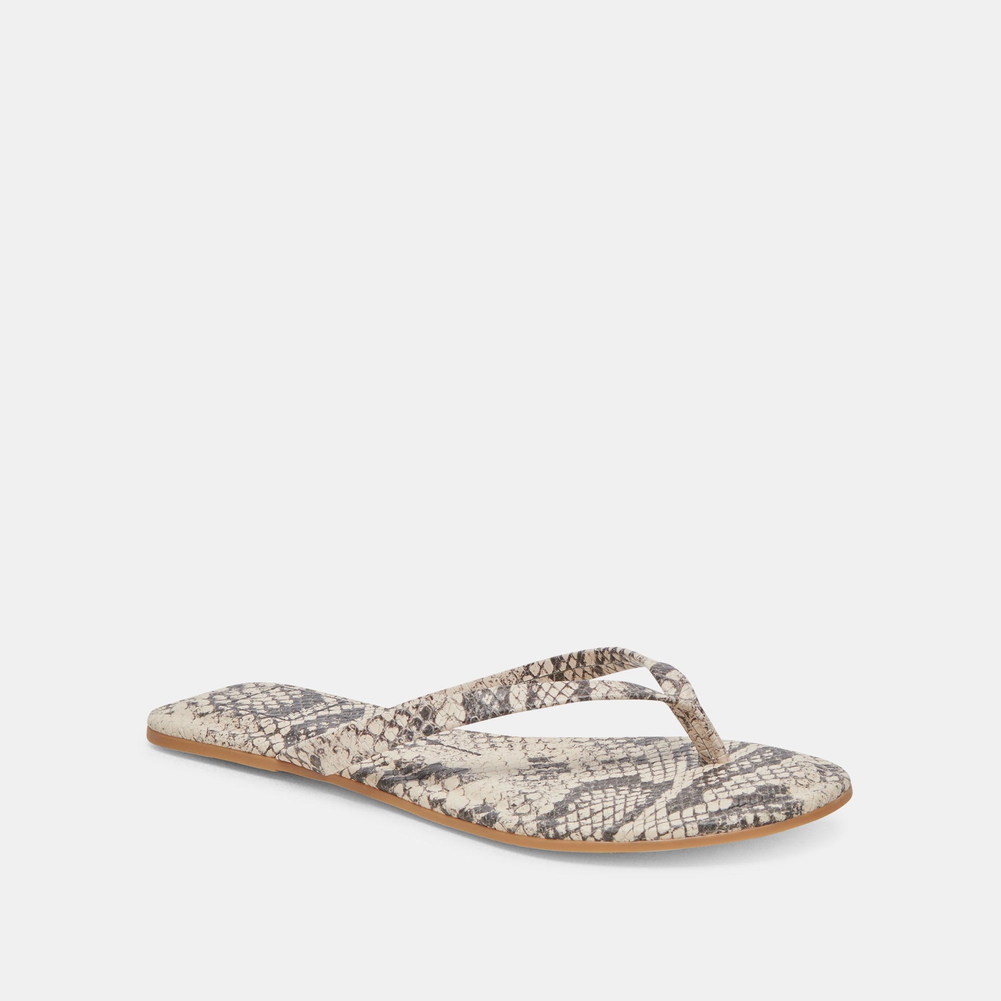 LAYNEY SANDALS BLACK WHITE EMBOSSED SNAKE - Dolce Vita