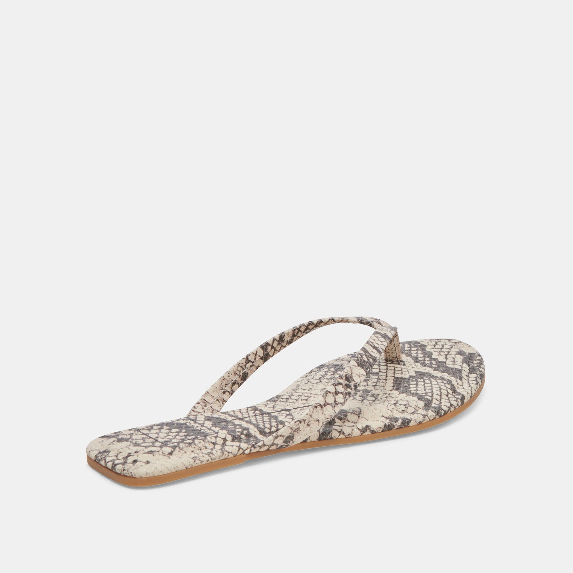 LAYNEY SANDALS BLACK WHITE EMBOSSED SNAKE - Dolce Vita