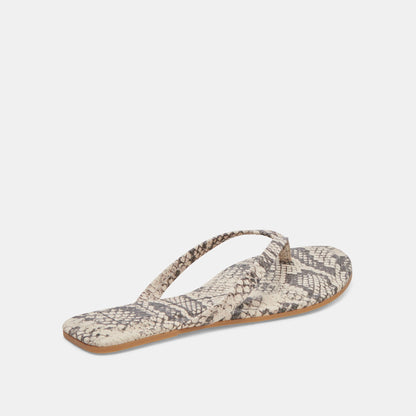 LAYNEY SANDALS BLACK WHITE EMBOSSED SNAKE - Dolce Vita