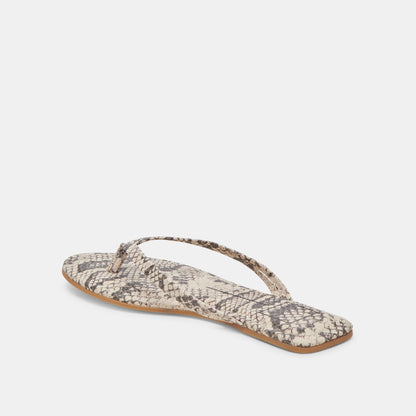 LAYNEY SANDALS BLACK WHITE EMBOSSED SNAKE - Dolce Vita