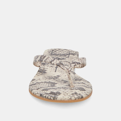 LAYNEY SANDALS BLACK WHITE EMBOSSED SNAKE - Dolce Vita