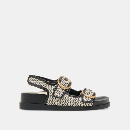 STARLA SANDALS BLACK NATURAL RAFFIA - Dolce Vita