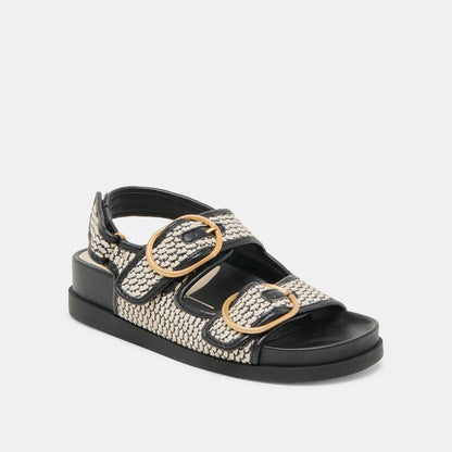 STARLA SANDALS BLACK NATURAL RAFFIA - Dolce Vita
