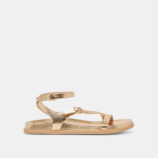 DARLIS SANDALS GOLD DISTRESSED LEATHER - Dolce Vita