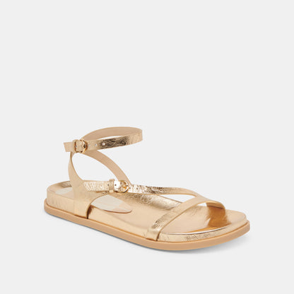 DARLIS SANDALS GOLD DISTRESSED LEATHER - Dolce Vita