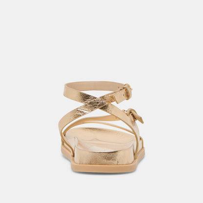 DARLIS SANDALS GOLD DISTRESSED LEATHER - Dolce Vita