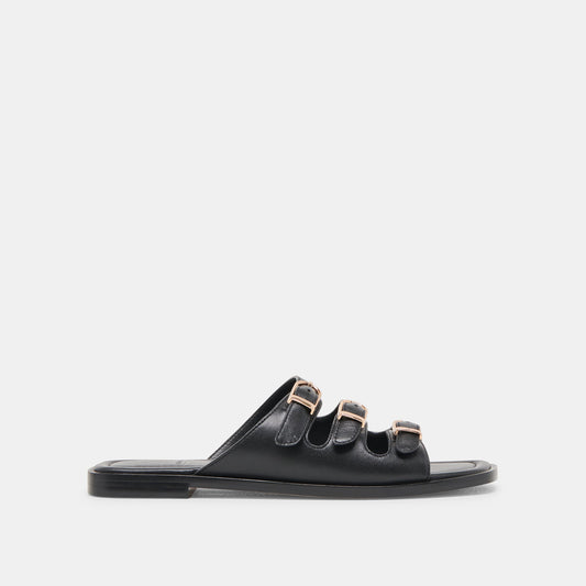 Fin Black Leather Sandals - Dolce Vita