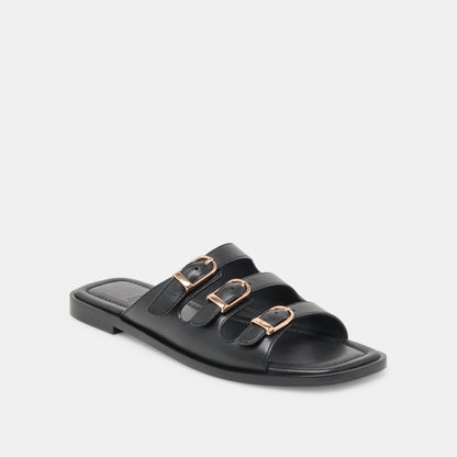 Fin Black Leather Sandals - Dolce Vita