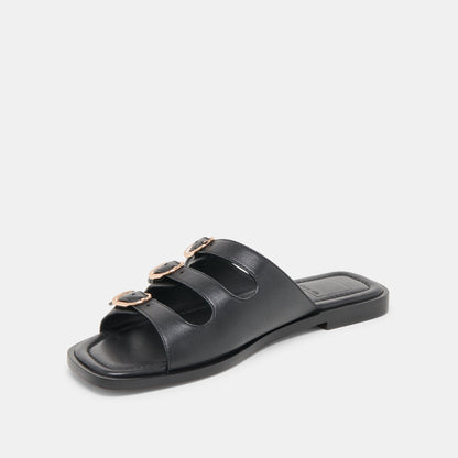 Fin Black Leather Sandals - Dolce Vita