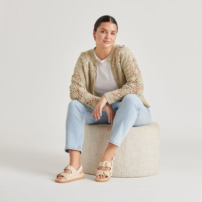 STARLA SANDALS CREME FLORAL RAFFIA - Dolce Vita