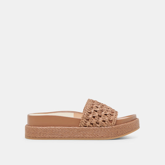 SIDONA SANDALS BROWN RAFFIA - Dolce Vita