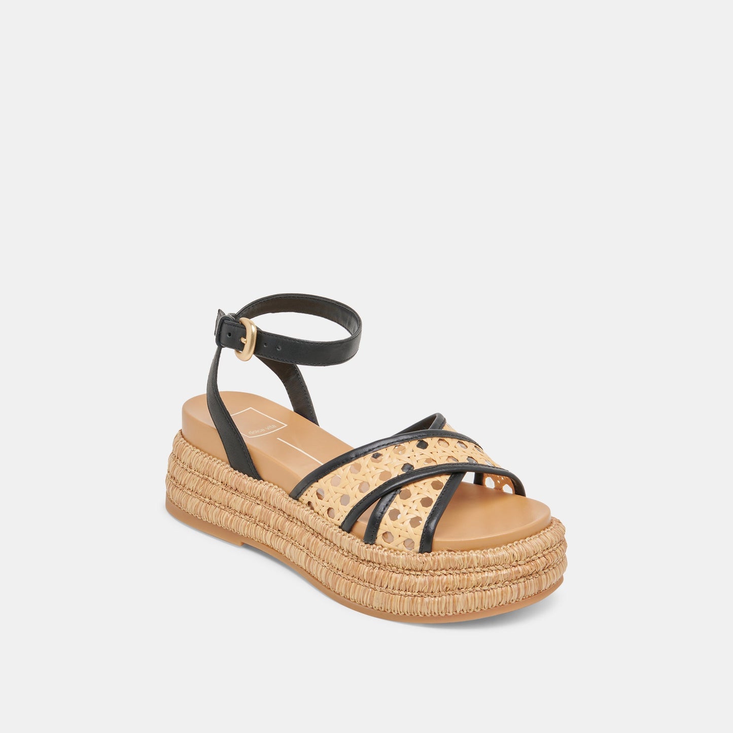 WRILEY SANDALS BLACK WOVEN RAFFIA - Dolce Vita