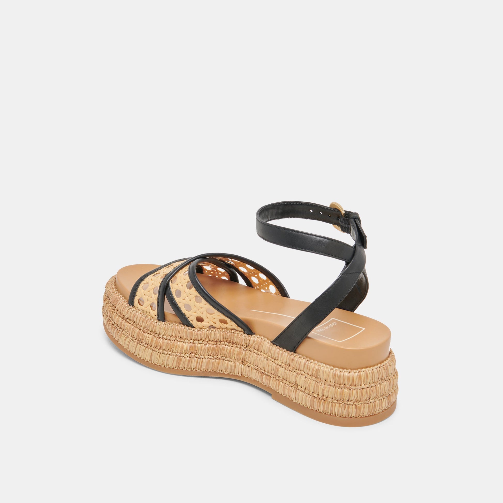 WRILEY SANDALS BLACK WOVEN RAFFIA - Dolce Vita