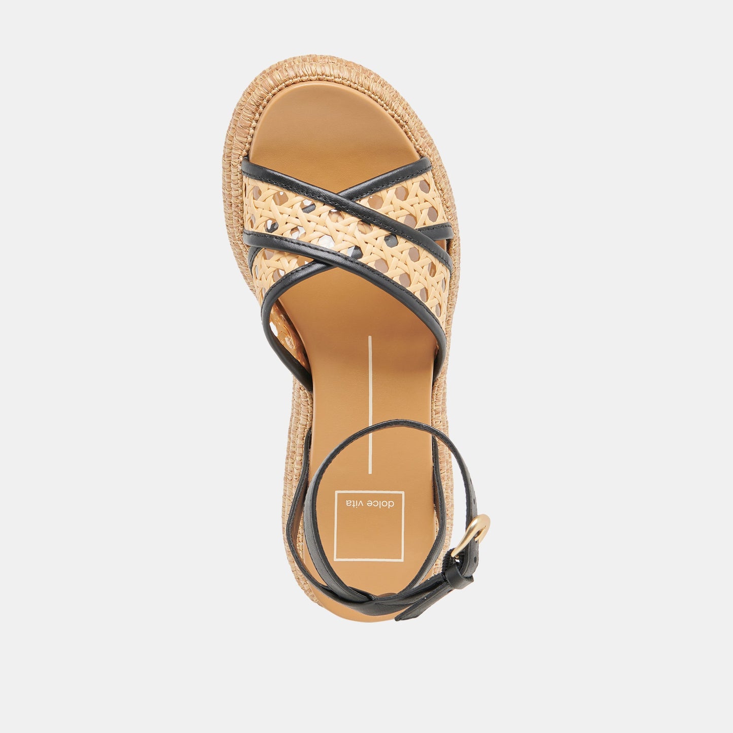 WRILEY SANDALS BLACK WOVEN RAFFIA - Dolce Vita