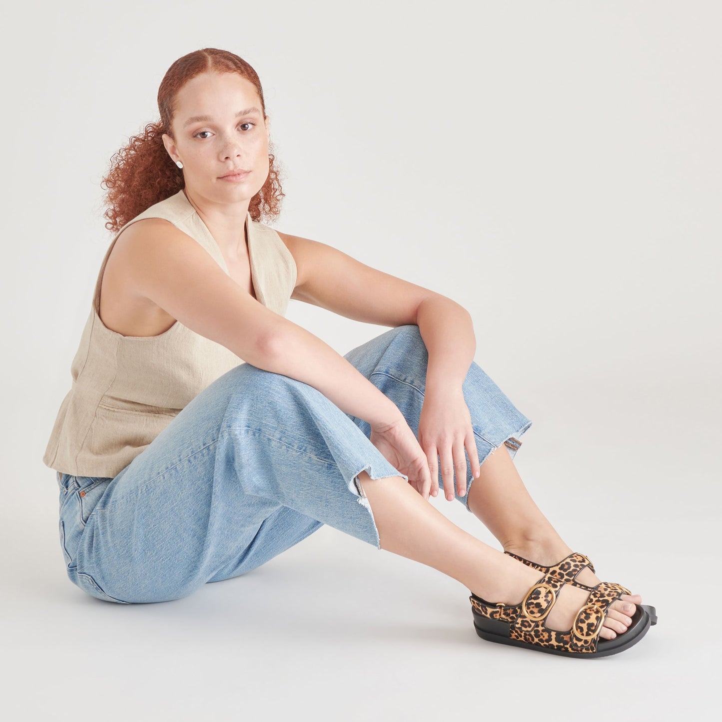STARLA SANDALS LEOPARD BLACK CALF HAIR - Dolce Vita