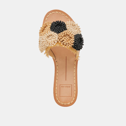DANELA SANDALS BLACK NATURAL RAFFIA - Dolce Vita