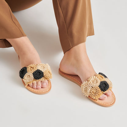 DANELA SANDALS BLACK NATURAL RAFFIA - Dolce Vita