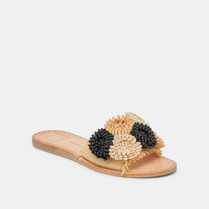 DANELA SANDALS BLACK NATURAL RAFFIA - Dolce Vita
