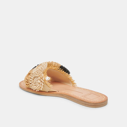 DANELA SANDALS BLACK NATURAL RAFFIA - Dolce Vita