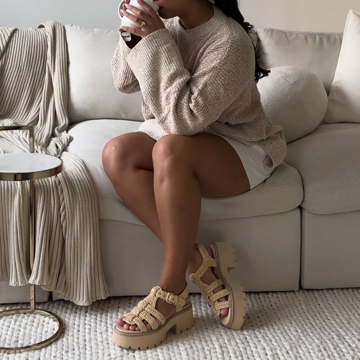 LATICE SANDALS LT NATURAL KNIT - Dolce Vita
