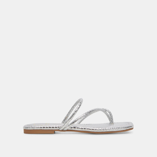LEANNA SANDALS SILVER EMBOSSED STELLA - Dolce Vita