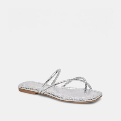 LEANNA SANDALS SILVER EMBOSSED STELLA - Dolce Vita