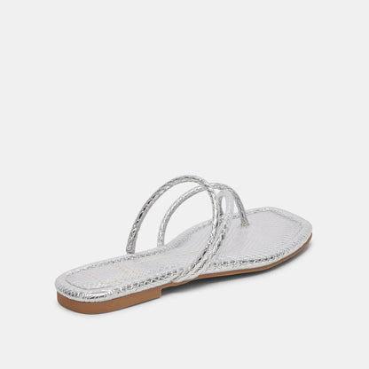 LEANNA SANDALS SILVER EMBOSSED STELLA - Dolce Vita