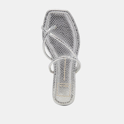 LEANNA SANDALS SILVER EMBOSSED STELLA - Dolce Vita