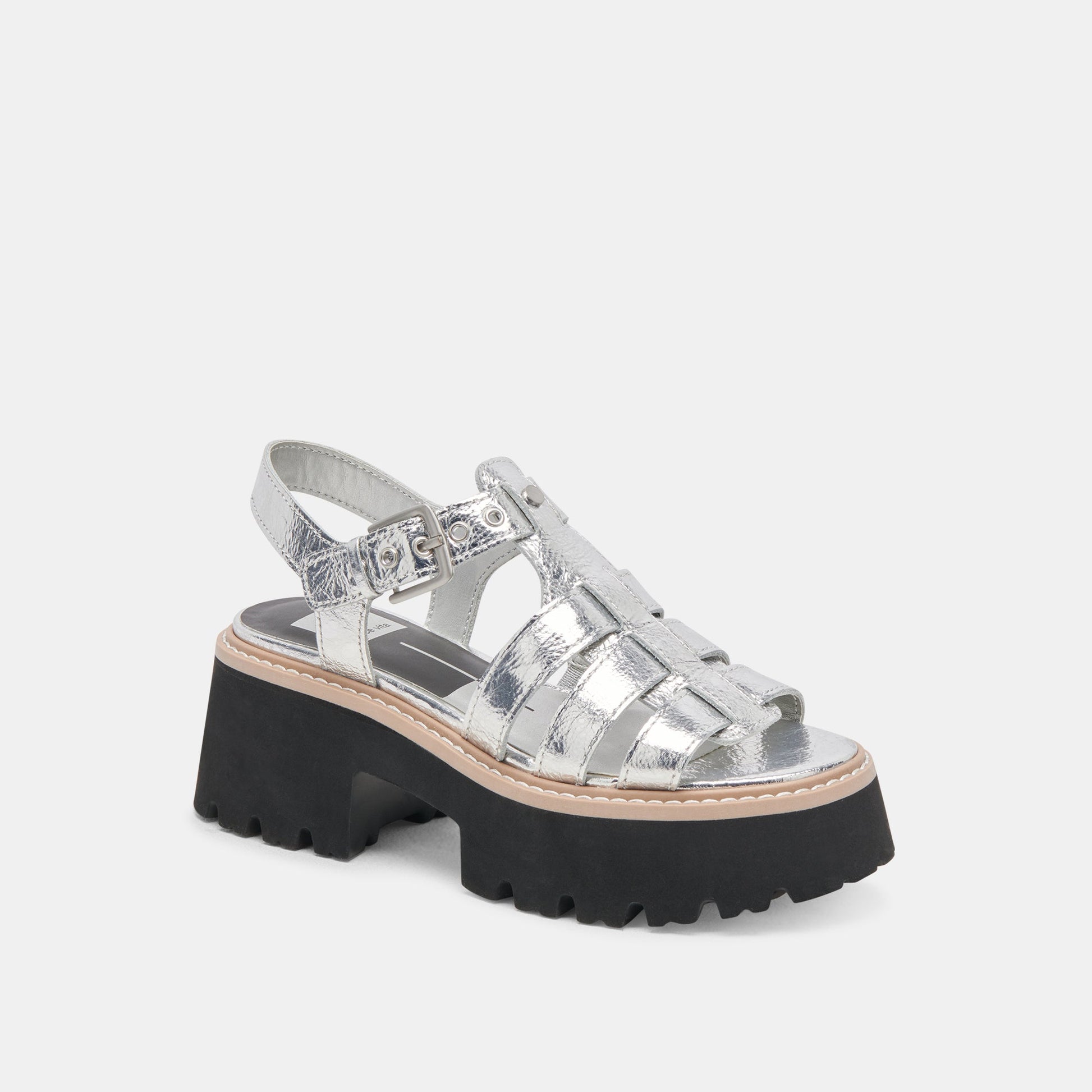 LATICE SANDALS SILVER DISTRESSED LEATHER - Dolce Vita