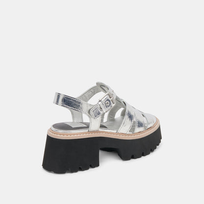 LATICE SANDALS SILVER DISTRESSED LEATHER - Dolce Vita