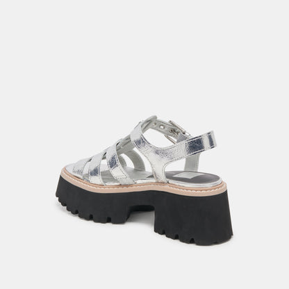 LATICE SANDALS SILVER DISTRESSED LEATHER - Dolce Vita