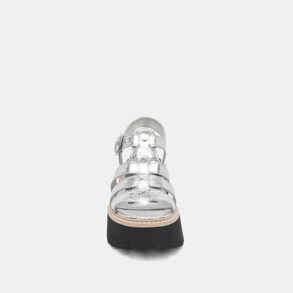 LATICE SANDALS SILVER DISTRESSED LEATHER - Dolce Vita
