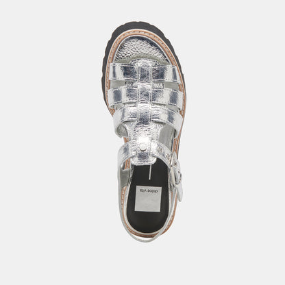 LATICE SANDALS SILVER DISTRESSED LEATHER - Dolce Vita