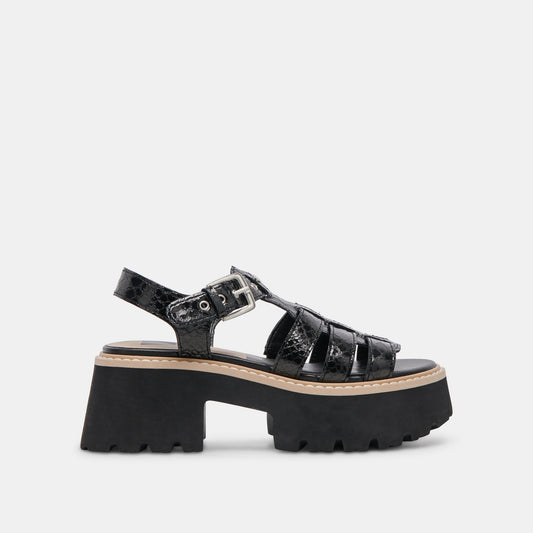 LATICE SANDALS MIDNIGHT EMBOSSED LEATHER - Dolce Vita