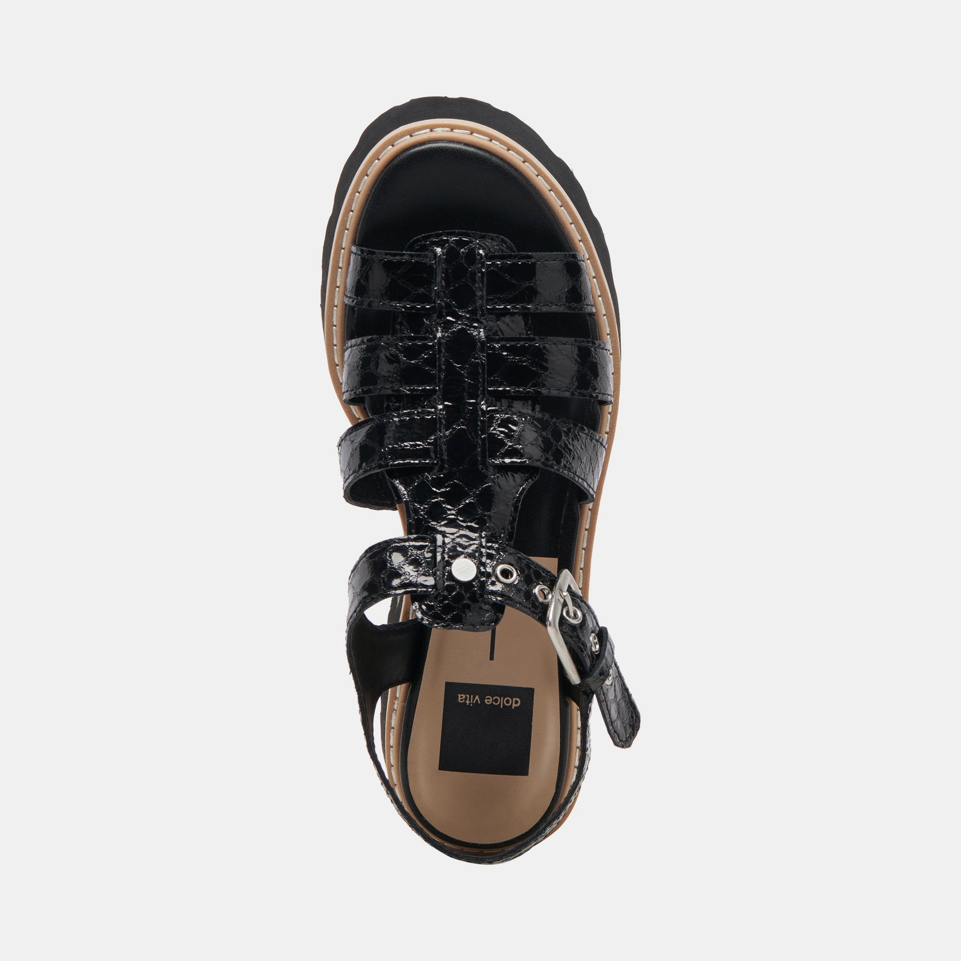 LATICE SANDALS MIDNIGHT EMBOSSED LEATHER - Dolce Vita